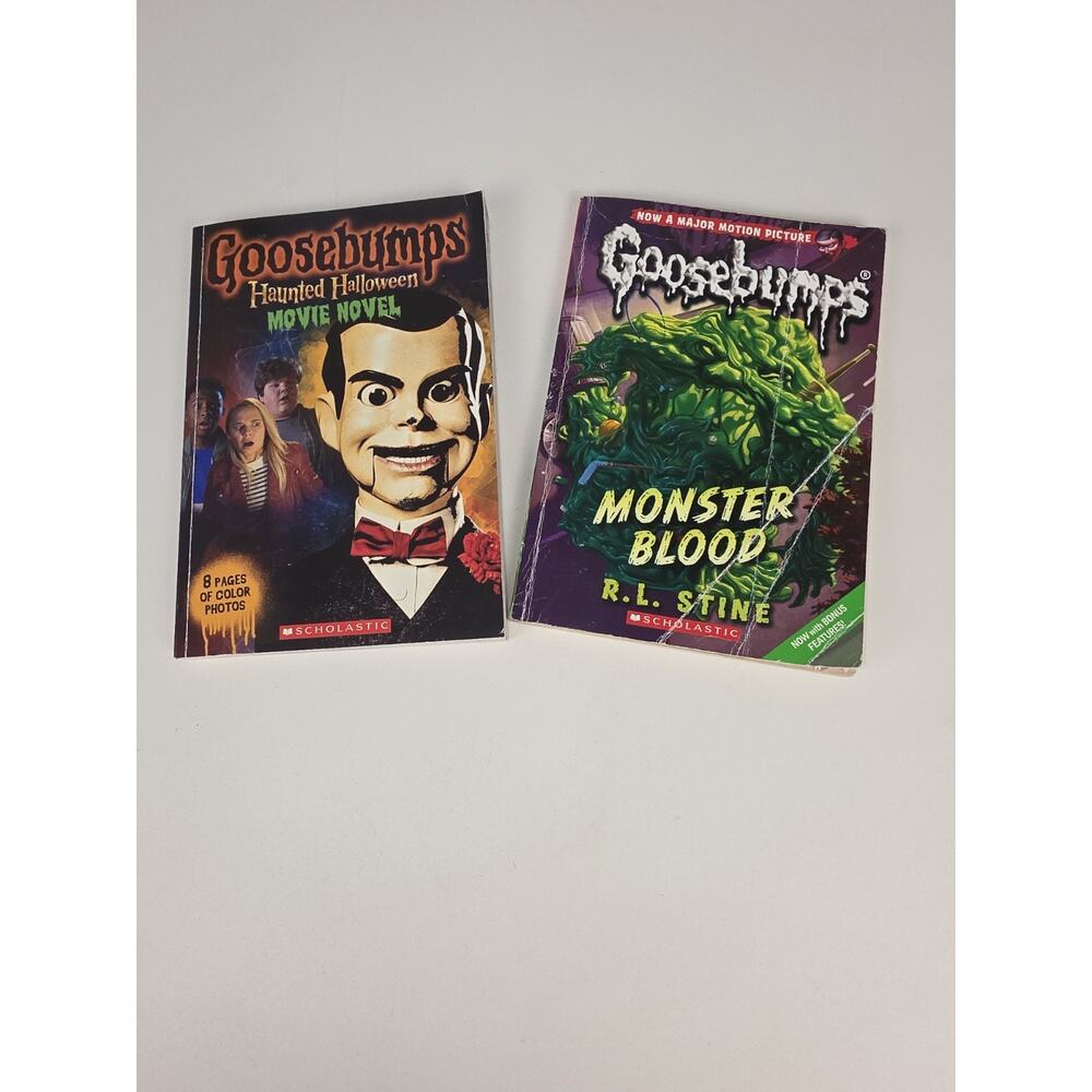 Goosebumps 2-Book Lot: Monster Blood and Haunted Halloween Movie Novel Scholasti
